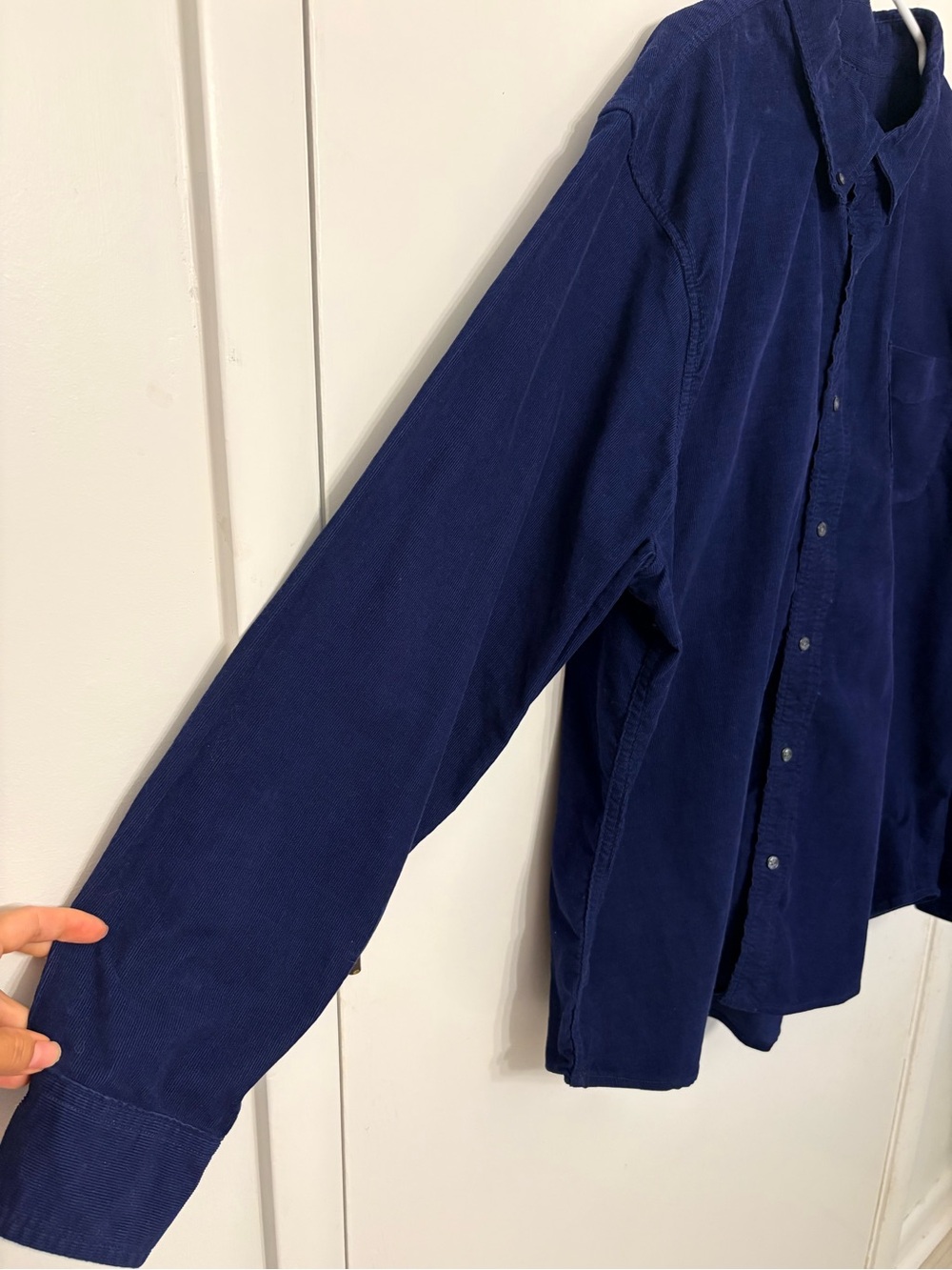 Mens XXL Blue Corduroy Button Up Shirt Jacket Long Sleeve Cotton Blend Casual - Picture 4 of 8